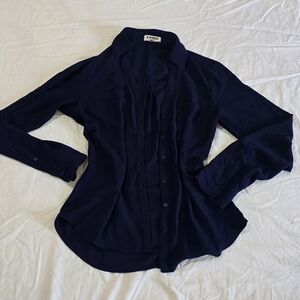Navy Button-Up Blouse